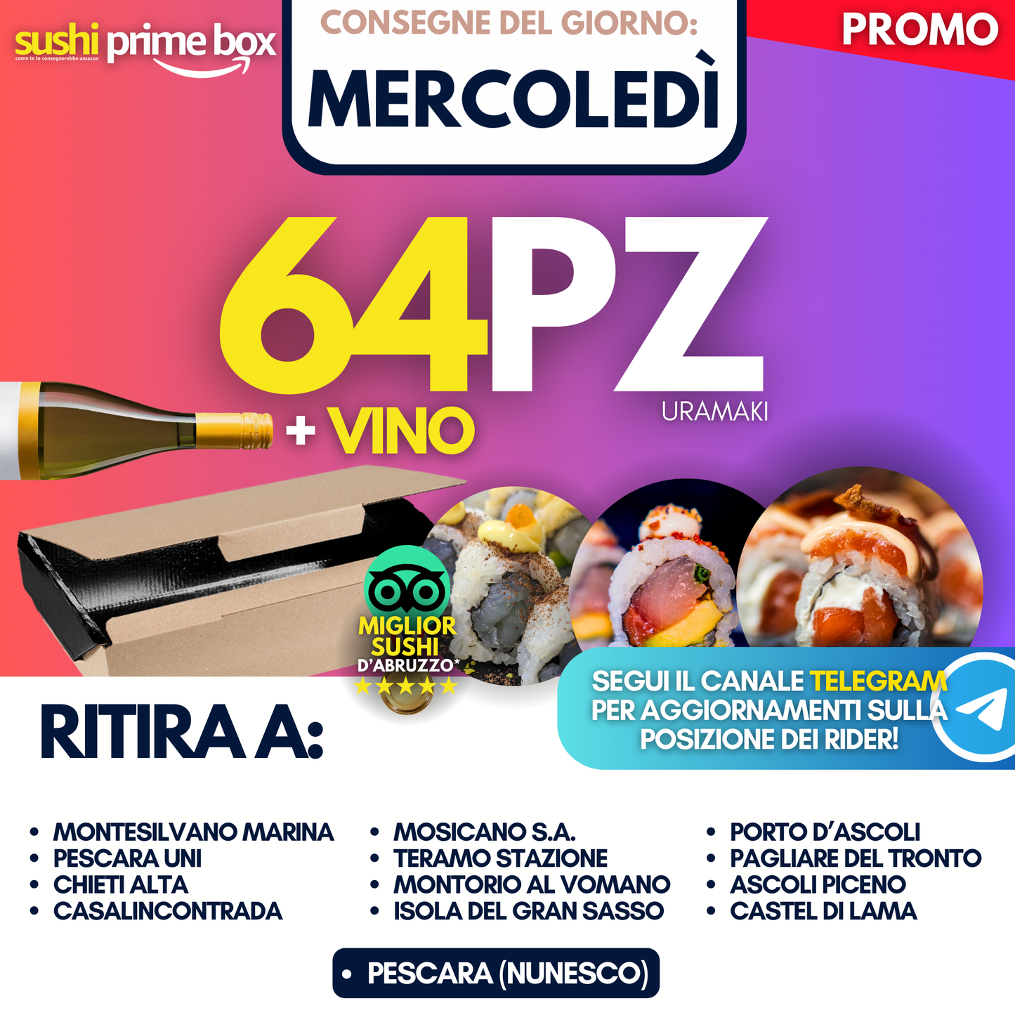 Sushi Prime Box 64 Pezzi - Mercoledì