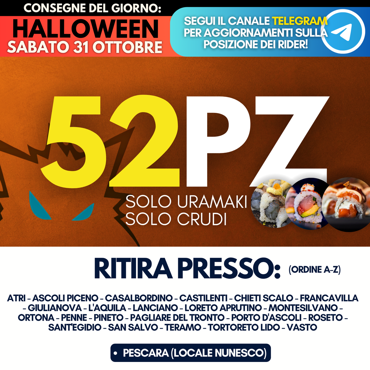 Sushi Box 52 Pezzi - HALLOWEEN Sabato 31