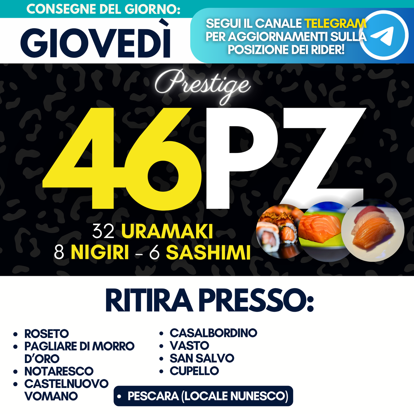 Sushi PRESTIGE Prime Box 46 Pezzi - Giovedì 6