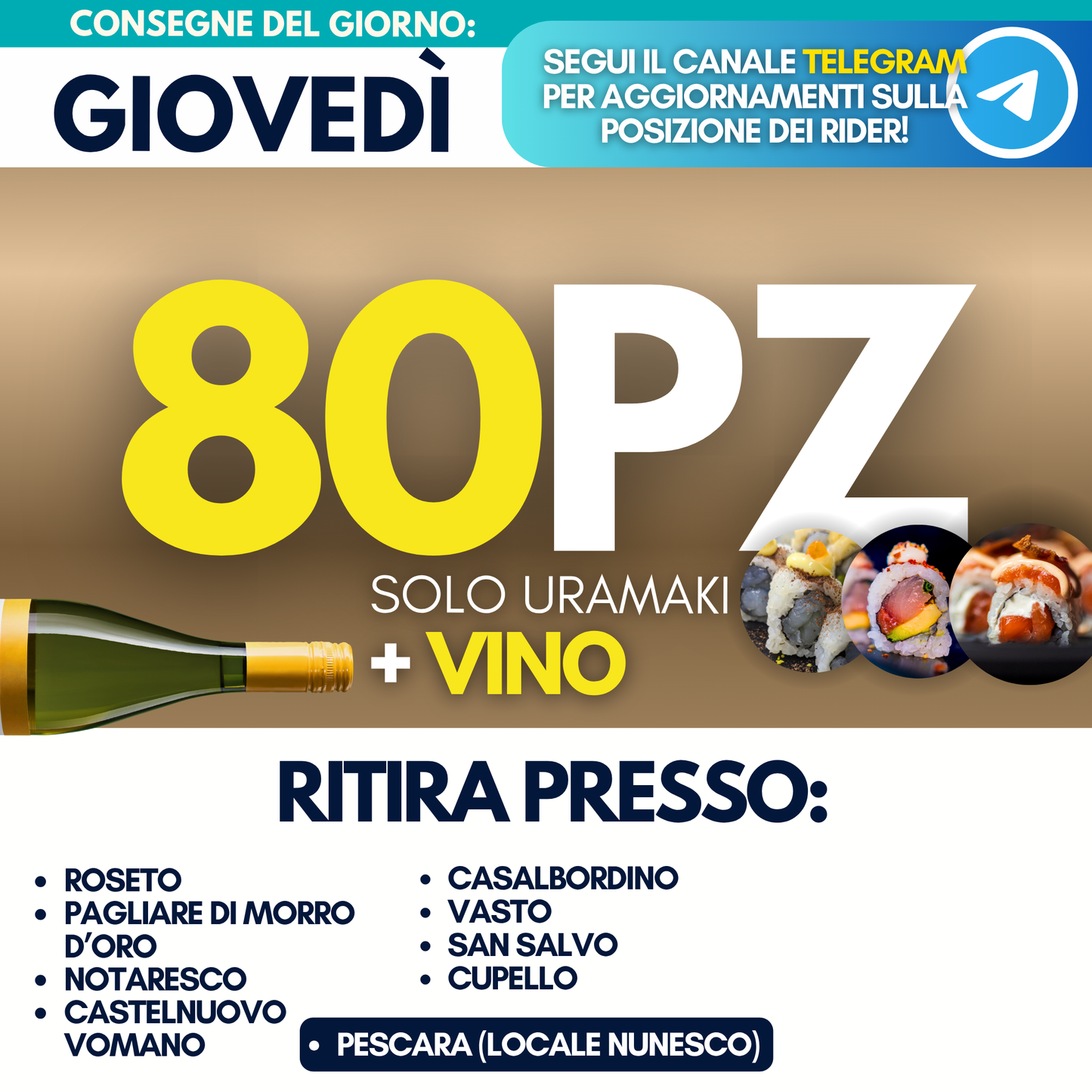Sushi Prime Box 80 Pezzi + Vino (Giovedì 30)