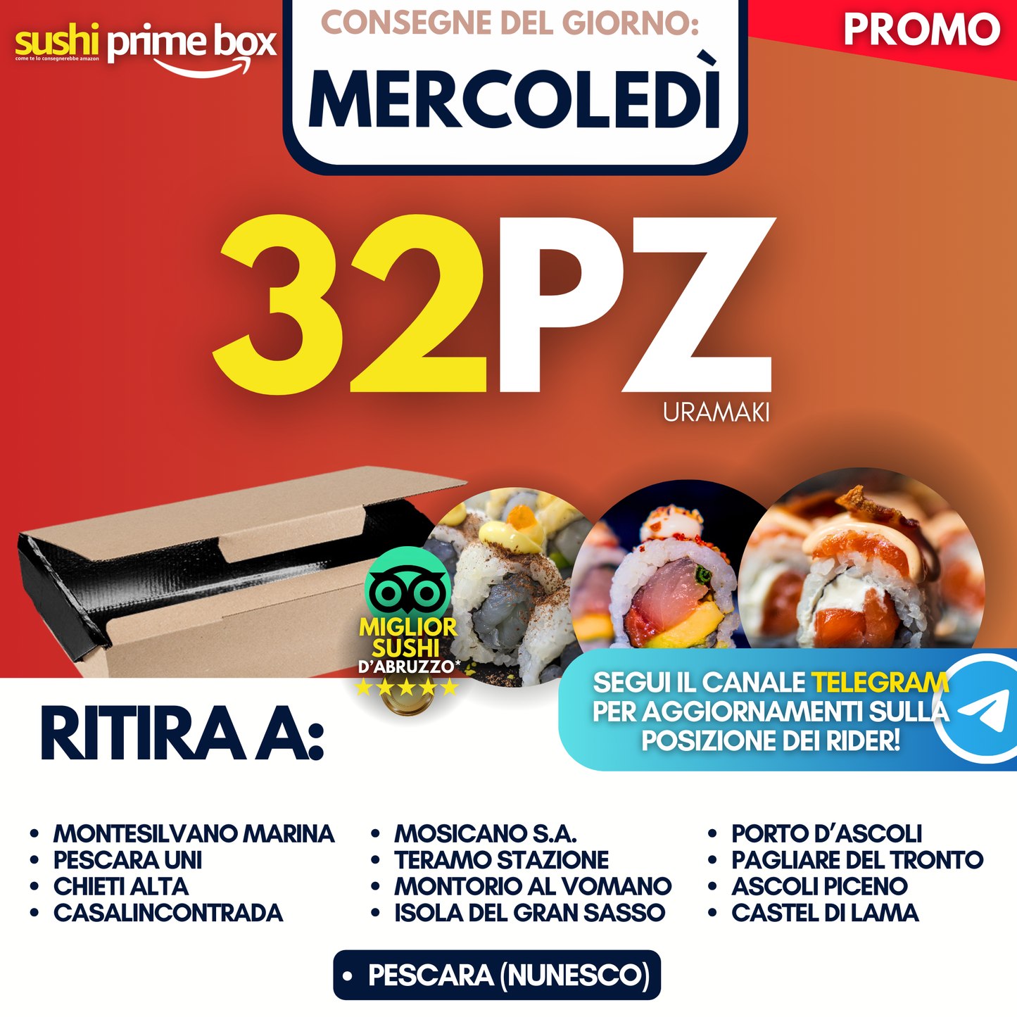 Sushi Prime Box 32 Pezzi - Mercoledì