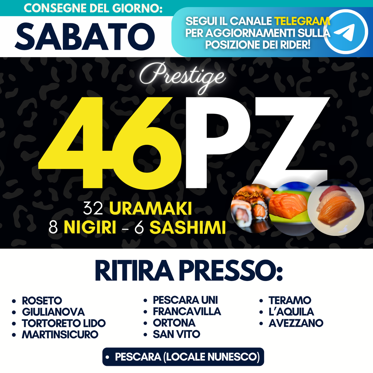 Sushi PRESTIGE Box 46 Pezzi - Sabato 19