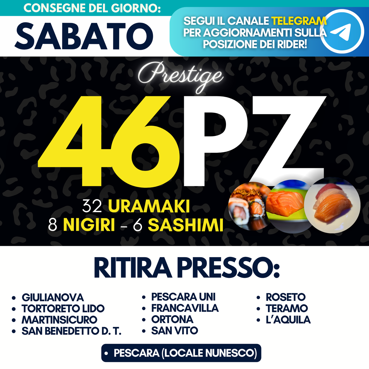 Sushi PRESTIGE Prime Box 46 Pezzi - Sabato 8