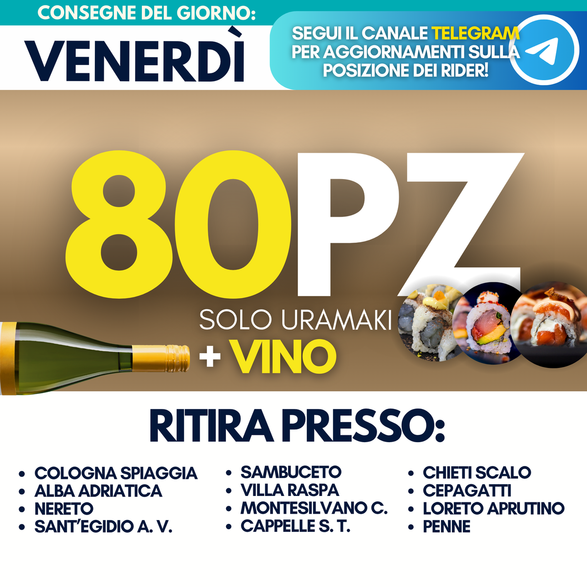 Sushi Box 80 Pezzi + Vino (Venerdì 18)
