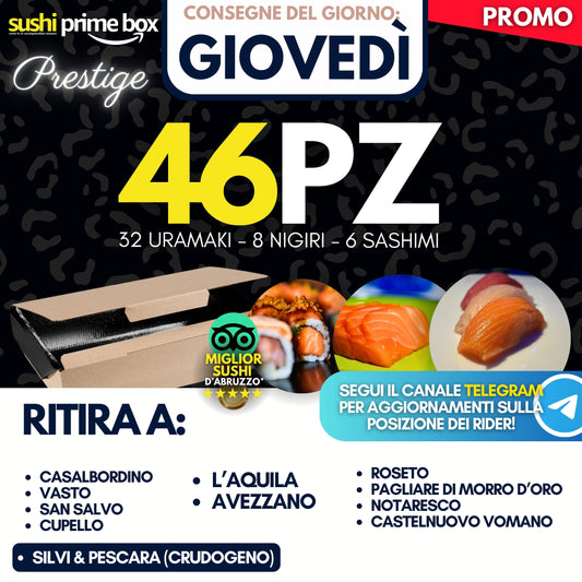 Sushi PRESTIGE Prime Box 46 Pezzi - Giovedì 23