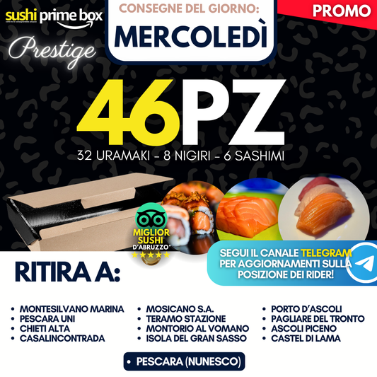 Sushi PRESTIGE Prime Box 46 Pezzi - Mercoledì 22