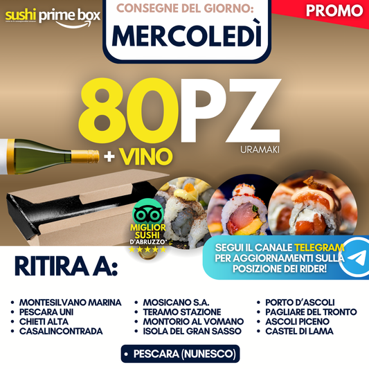 Sushi Prime Box 80 Pezzi + Vino (Mercoledì 22)