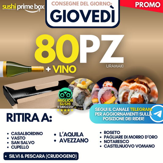 Sushi Prime Box 80 Pezzi + Vino (Giovedì 23)