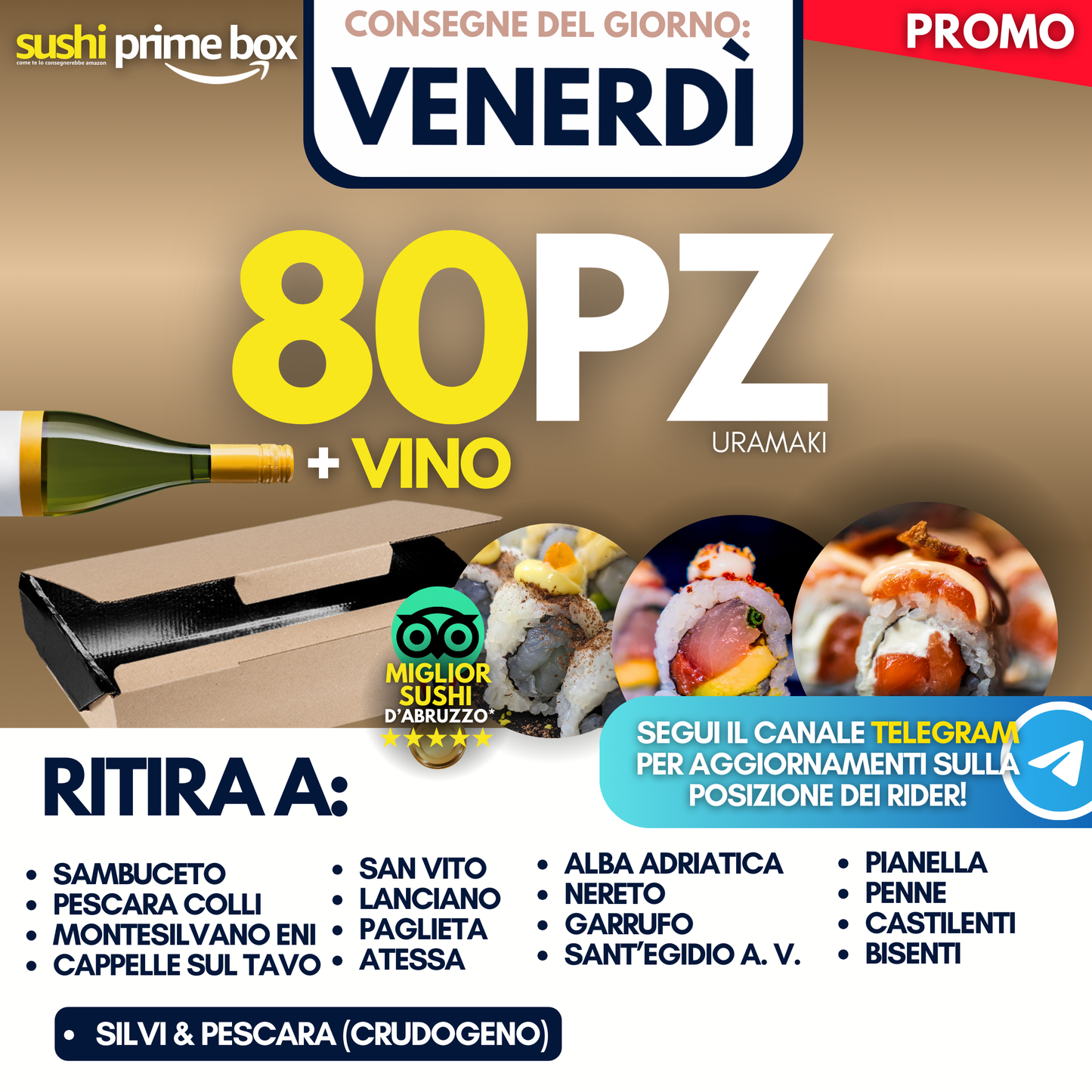 Sushi Prime Box 80 Pezzi + Vino (Venerdì 1)