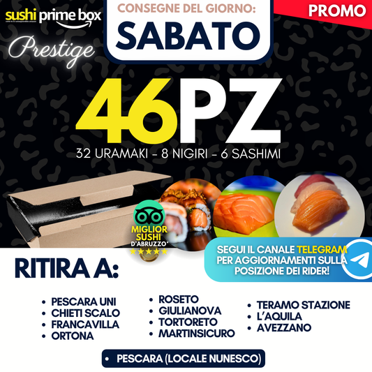 Sushi PRESTIGE Prime Box 46 Pezzi - Sabato 18