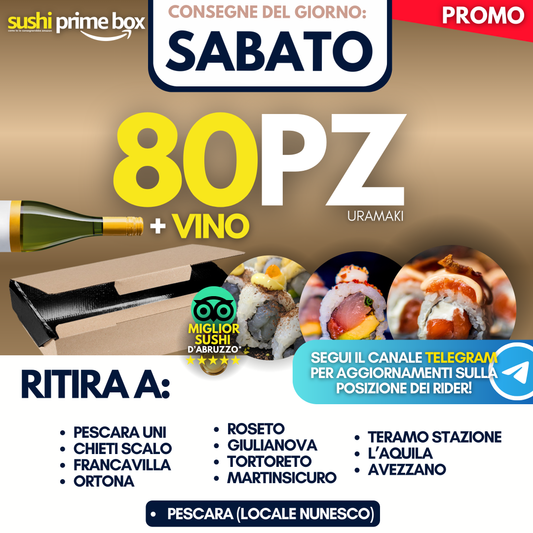 Sushi Prime Box 80 Pezzi + Vino (Sabato 18)