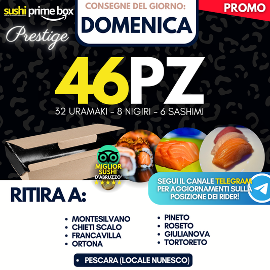 Sushi PRESTIGE Prime Box 46 Pezzi - Domenica 19