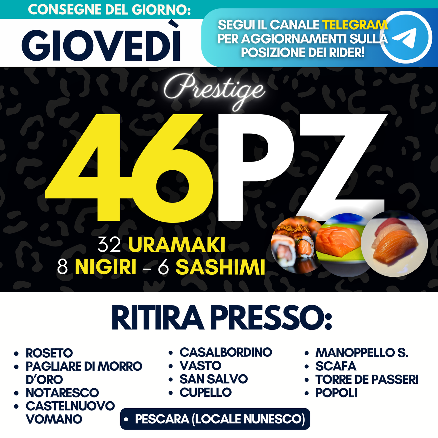 Sushi PRESTIGE Prime Box 46 Pezzi - Giovedì 25