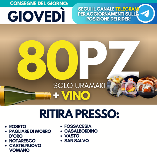 Sushi Box 80 Pezzi + Vino (Giovedì 17)