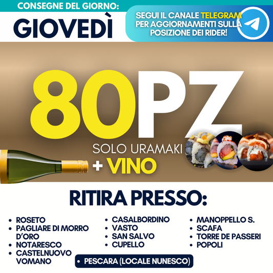 Sushi Prime Box 80 Pezzi + Vino (Giovedì 11)