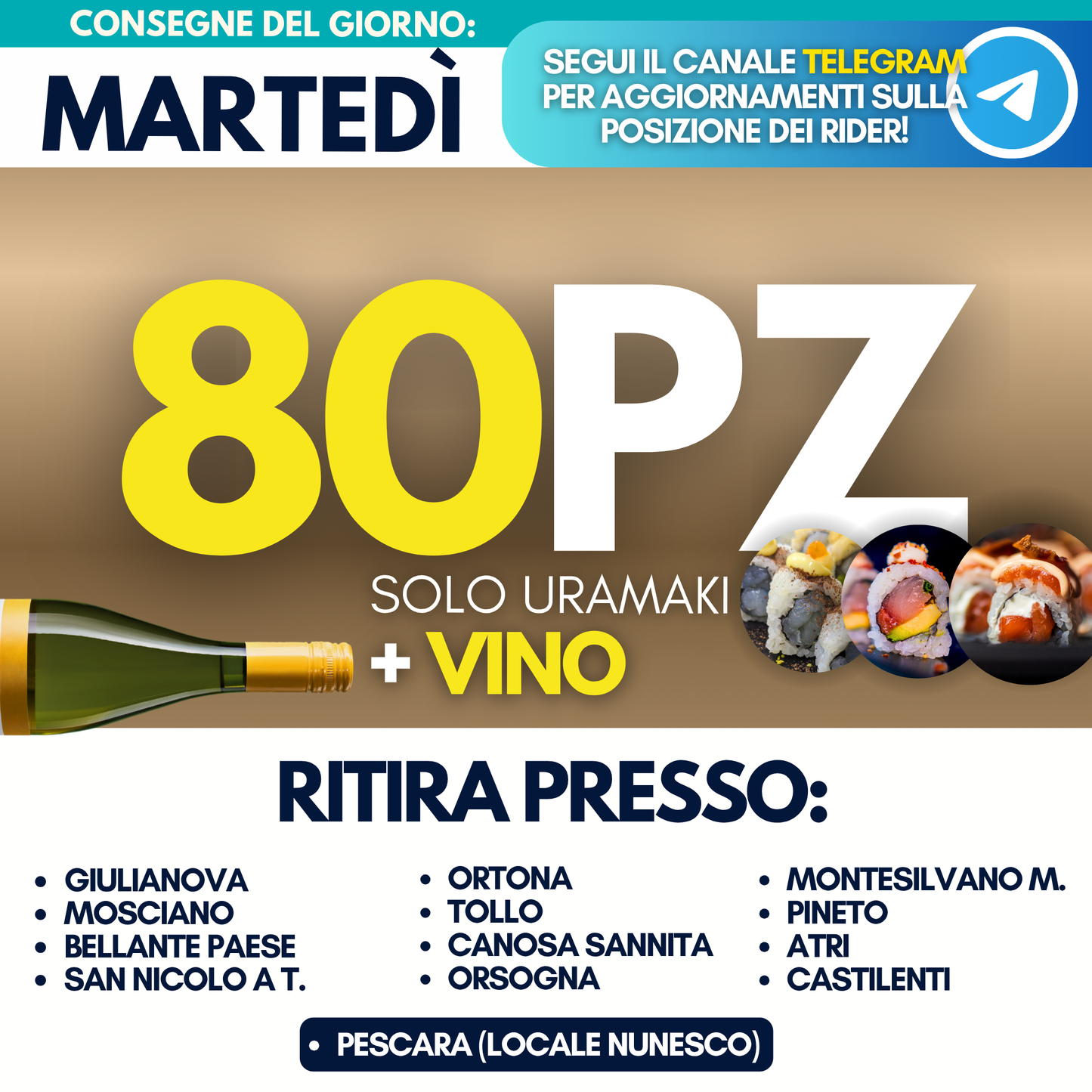 Sushi Prime Box 80 Pezzi + Vino (Martedì 23)
