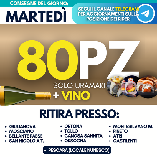 Sushi Prime Box 80 Pezzi + Vino (Martedì 9)
