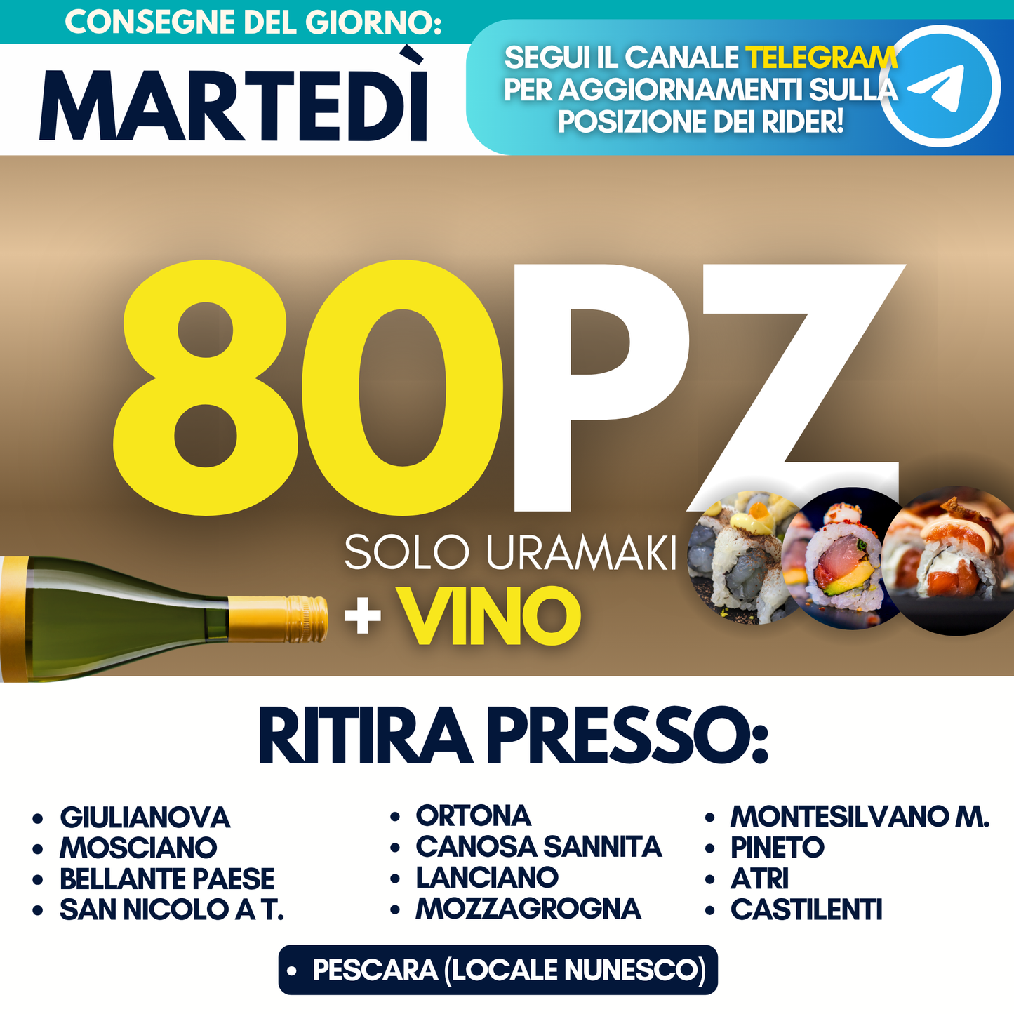 Sushi Prime Box 80 Pezzi + Vino (Martedì 4)