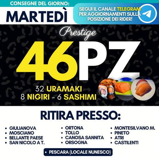 Sushi PRESTIGE Prime Box 46 Pezzi - Martedì 9