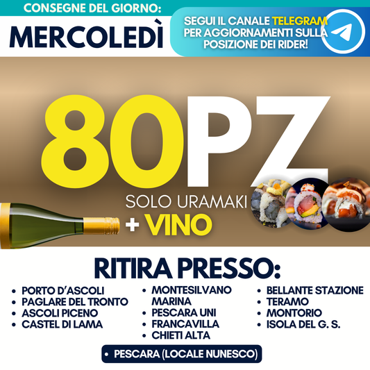 Sushi Box 80 Pezzi + Vino (Mercoledì 16)
