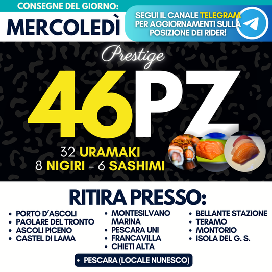 Sushi PRESTIGE Box 46 Pezzi - Mercoledì 16