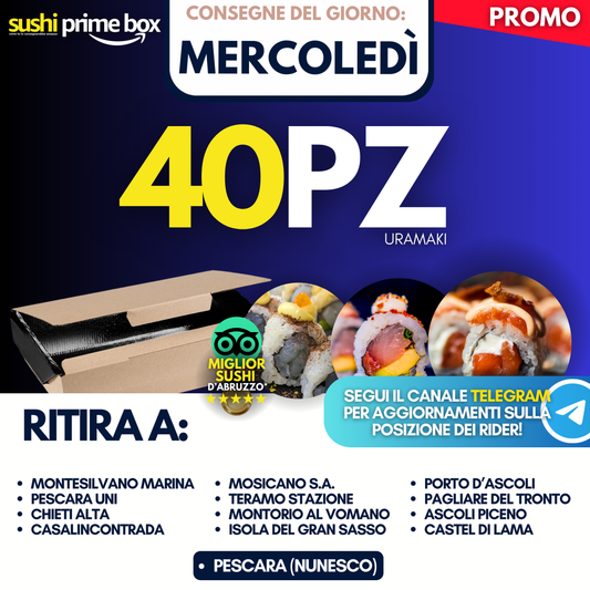 Sushi Prime Box 40 Pezzi - Mercoledì 22