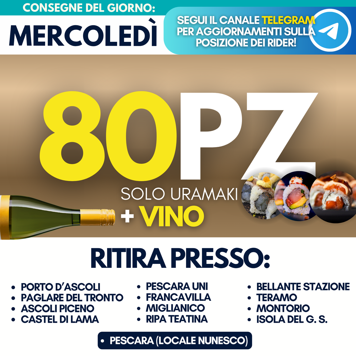 Sushi Prime Box 80 Pezzi + Vino (Mercoledì 29)