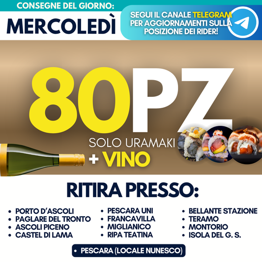Sushi Prime Box 80 Pezzi + Vino (Mercoledì 10)
