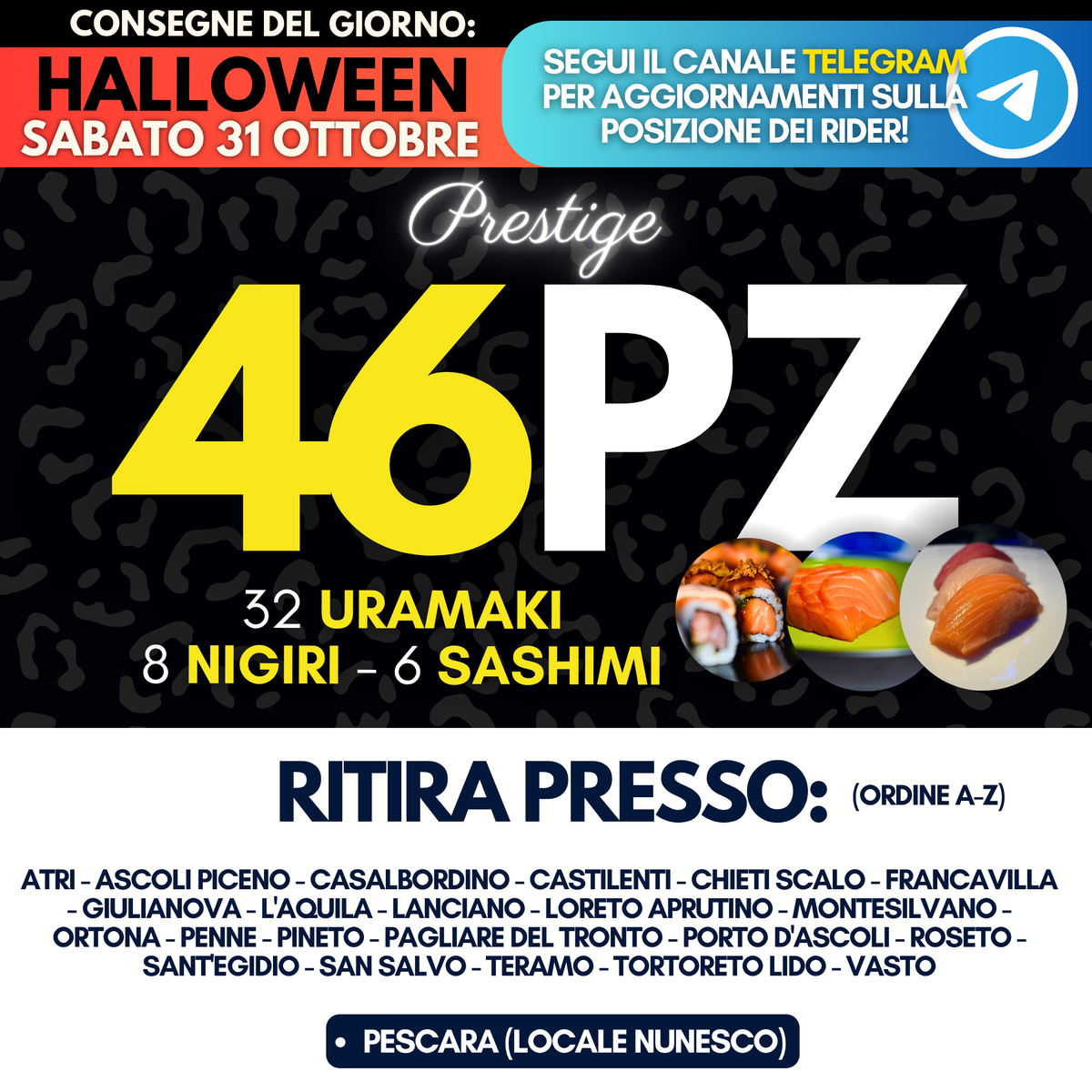Sushi PRESTIGE Box 46 Pezzi  - HALLOWEEN Sabato 31