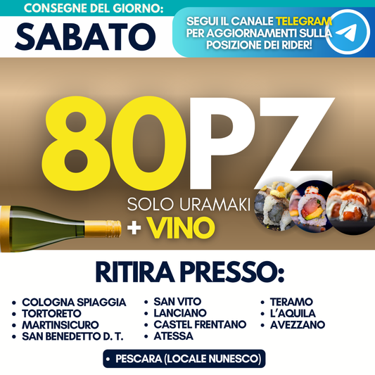 Sushi Prime Box 80 Pezzi + Vino (Sabato 6)