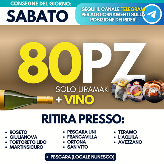 Sushi Box 80 Pezzi + Vino (Sabato 19)
